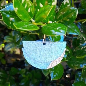 Handcrafted/Ice Blue/Geometric Wood / Statement Earrings by J.Monique